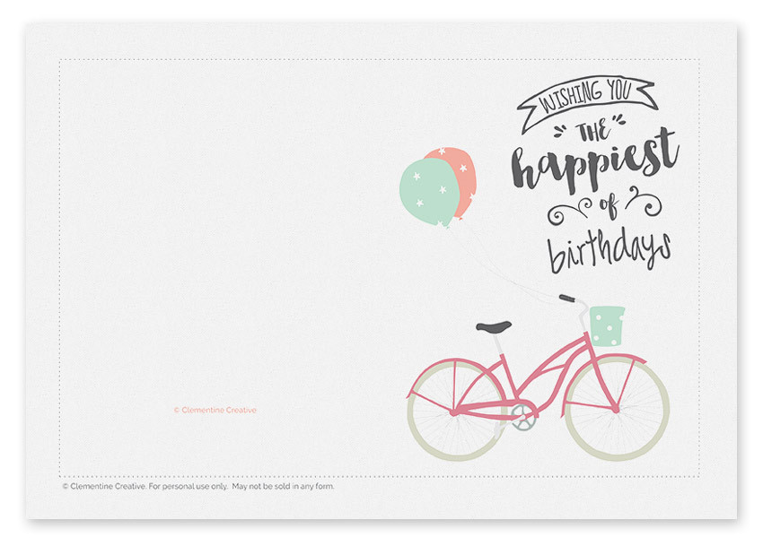 Best ideas about Birthday Card Print Out
. Save or Pin Printable Birthday Card Bicycle with Balloons Now.