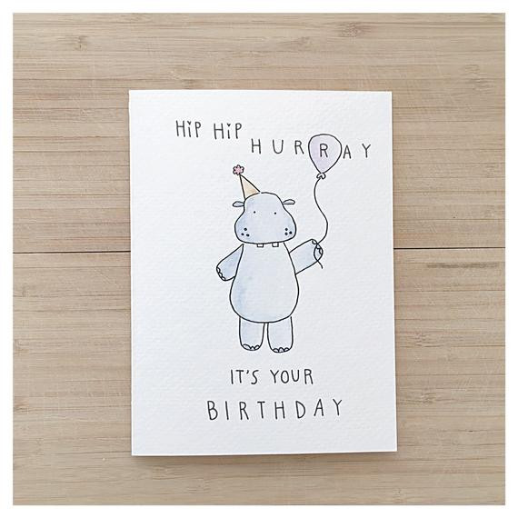 Best ideas about Birthday Card Puns
. Save or Pin Items similar to Hip Hip Hurray birthday card hippo Now.