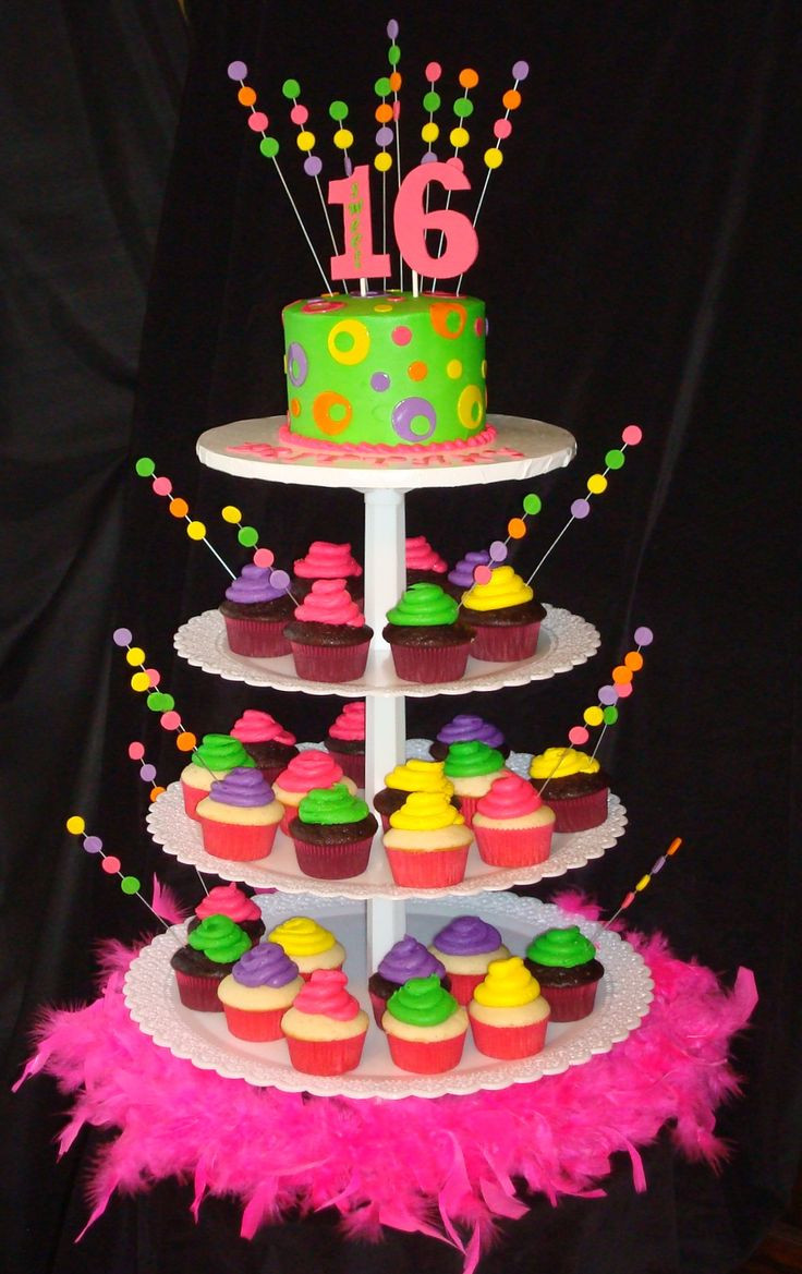 Best ideas about Birthday Cupcake Ideas
. Save or Pin Sweet 16 Cupcakes Neon Cupcake Tower Now.