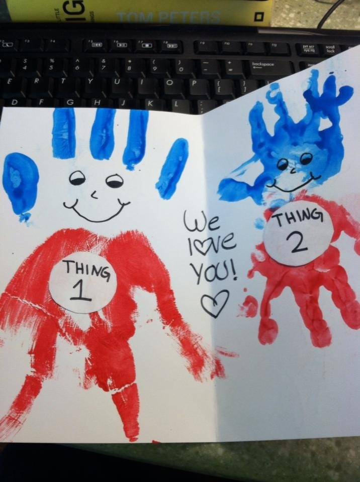 Best ideas about Birthday Gifts For Dad From Toddler
. Save or Pin Mom and baby homemade card "We love you from thing 1 Now.