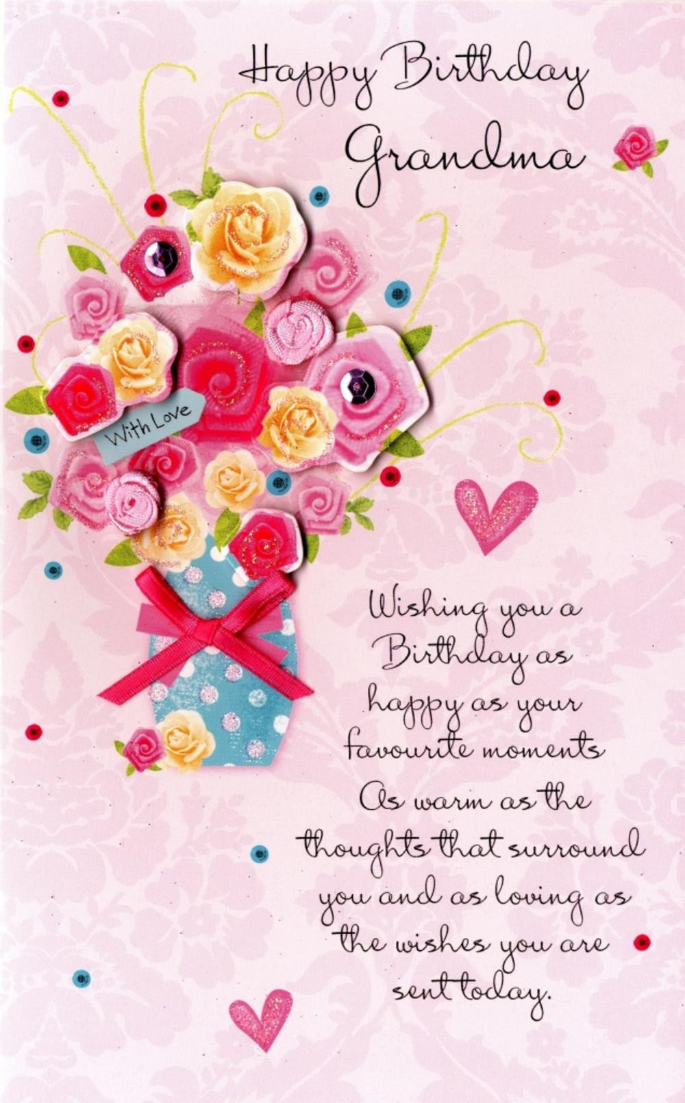 Best ideas about Birthday Greeting Card
. Save or Pin Happy Birthday Grandma Embellished Greeting Card Now.