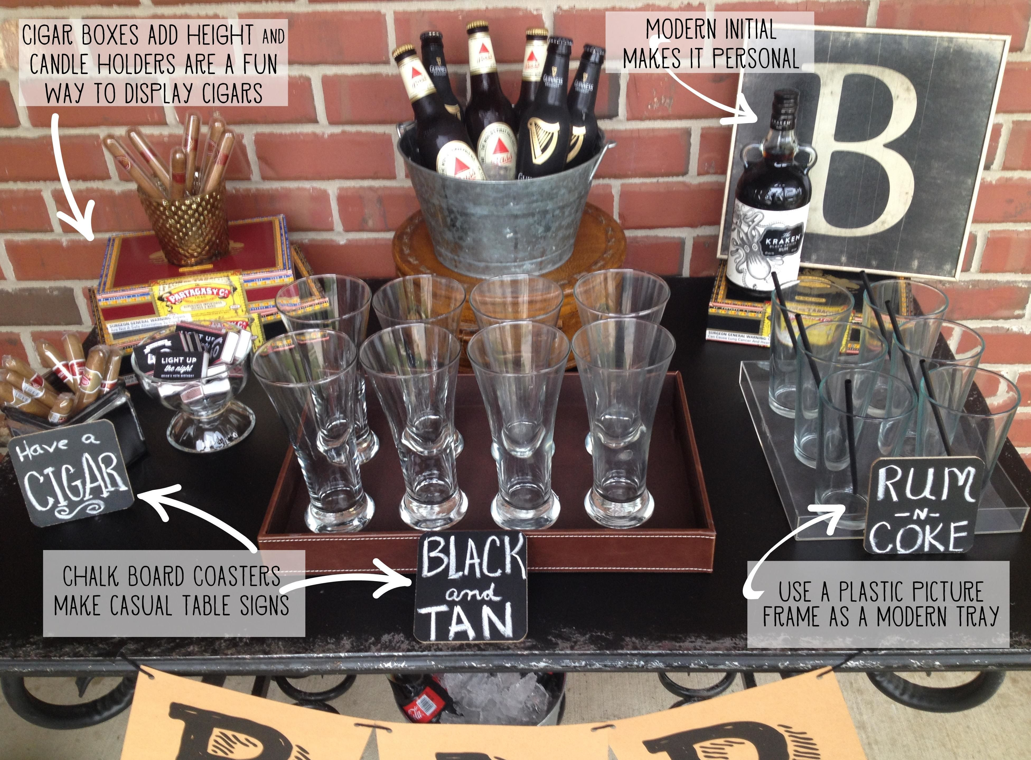 Best ideas about Birthday Ideas For Men
. Save or Pin Masculine Bar Display 40th birthday party … Now.