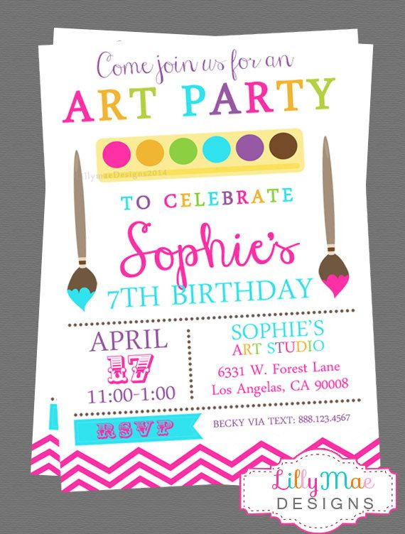 Best ideas about Birthday Invitation Ideas
. Save or Pin Art Party Invitation Paint Party Invitation Craft Party Now.