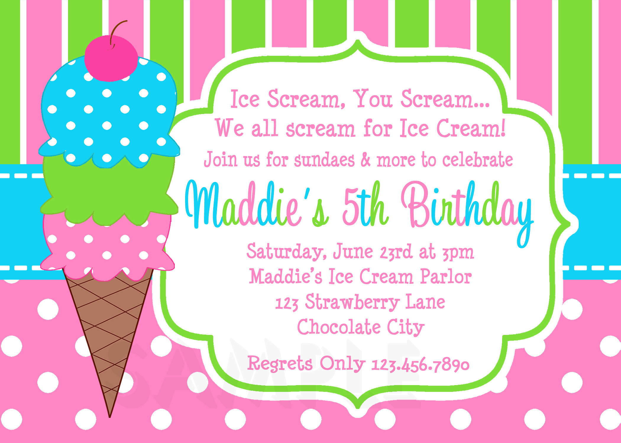 Best ideas about Birthday Invitations For Girl
. Save or Pin Printable Birthday Invitations Girls Ice Cream Party Now.