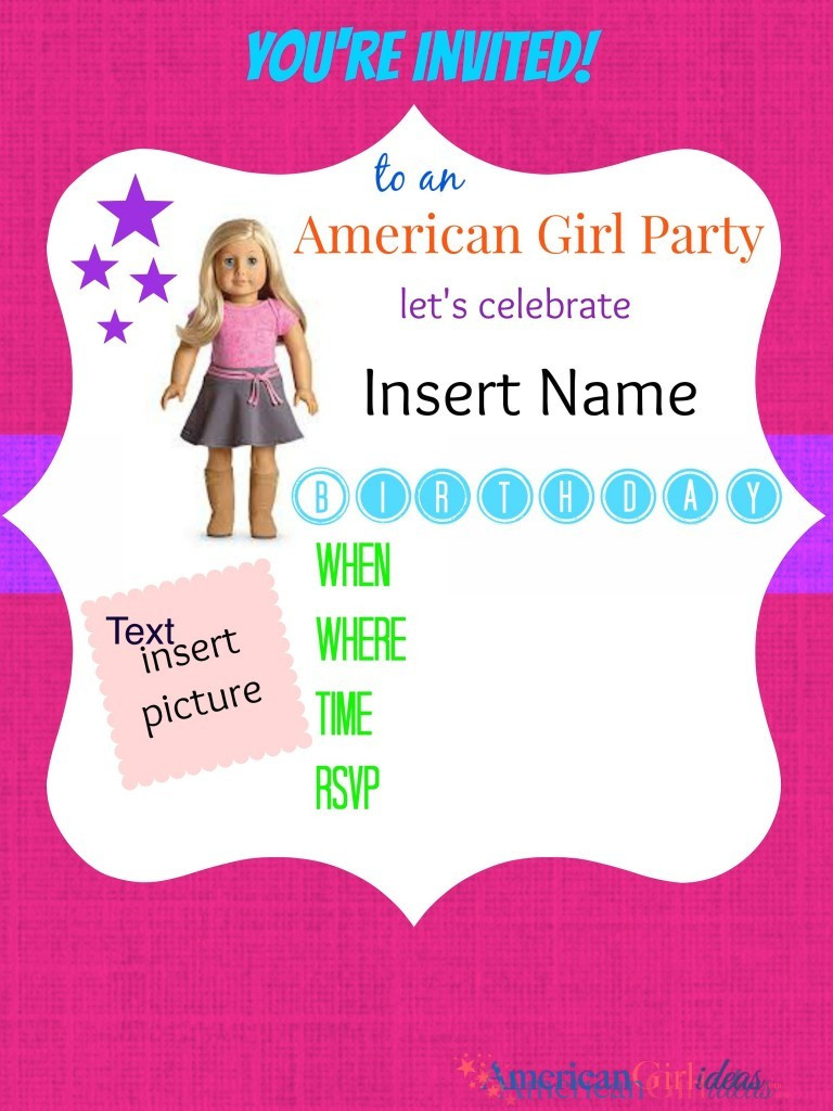 Best ideas about Birthday Invitations For Girl
. Save or Pin American Girl Party Invitations • American Girl Ideas Now.