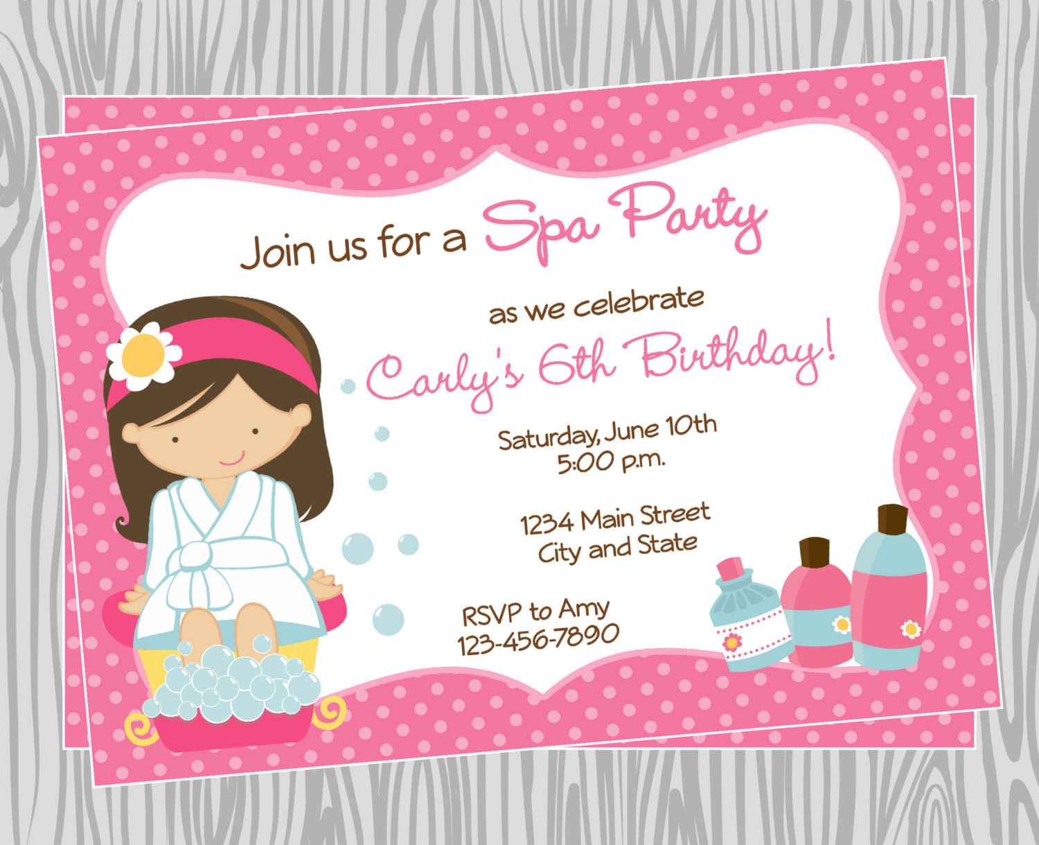 Best ideas about Birthday Invitations For Girl
. Save or Pin DIY Girl Spa Birthday Party Invitation 4 Coordinating Items Now.