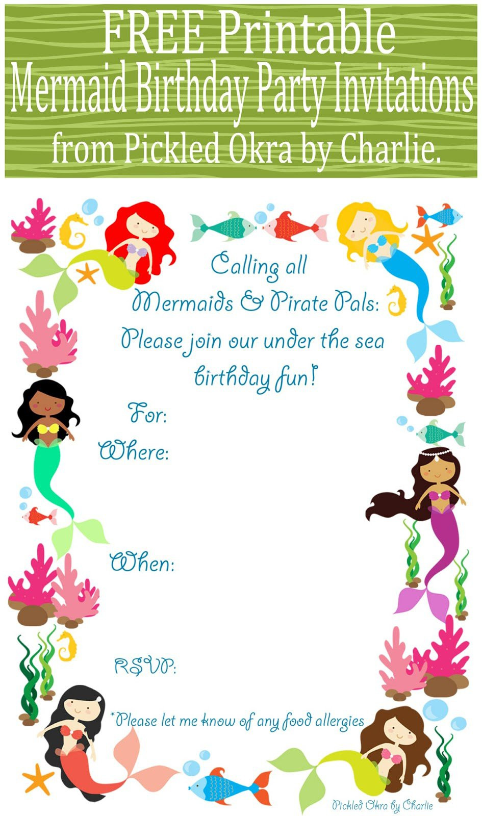 Best ideas about Birthday Invitations Online Free
. Save or Pin Mermaid Birthday Invitations Free Printable Now.
