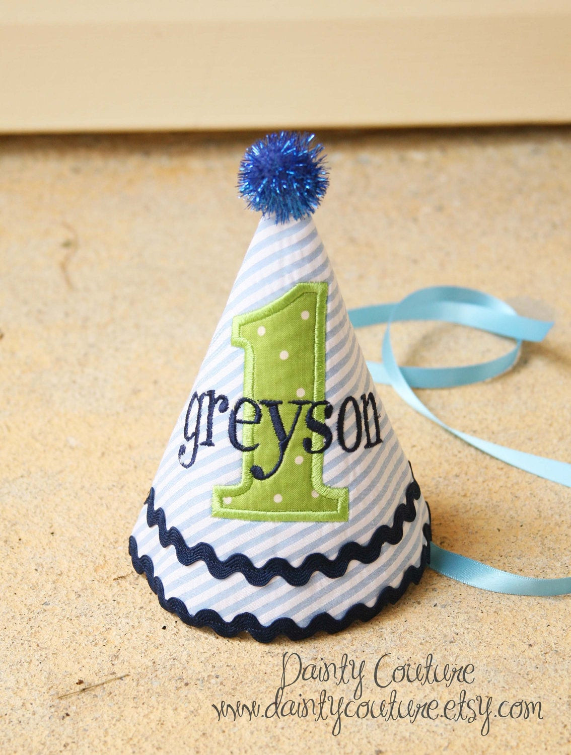 Best ideas about Birthday Party Hats
. Save or Pin Boys First Birthday Party Hat Dapper blue and white stripes Now.