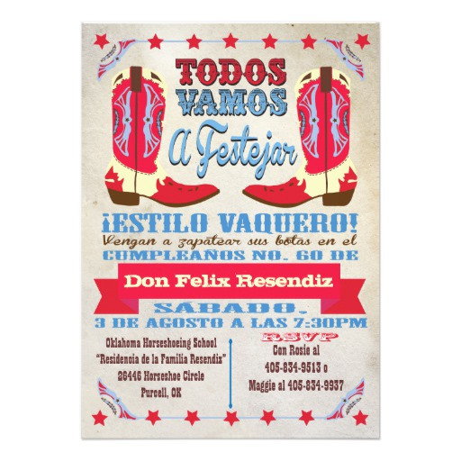 Best ideas about Birthday Party In Spanish
. Save or Pin Cowboy Western Birthday Party in Spanish 5" X 7 Now.