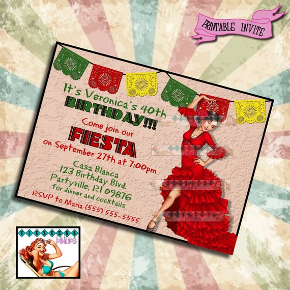 Best ideas about Birthday Party In Spanish
. Save or Pin PINUP BIRTHDAY INVITATION Feista mexican spanish Party Pin Up Now.
