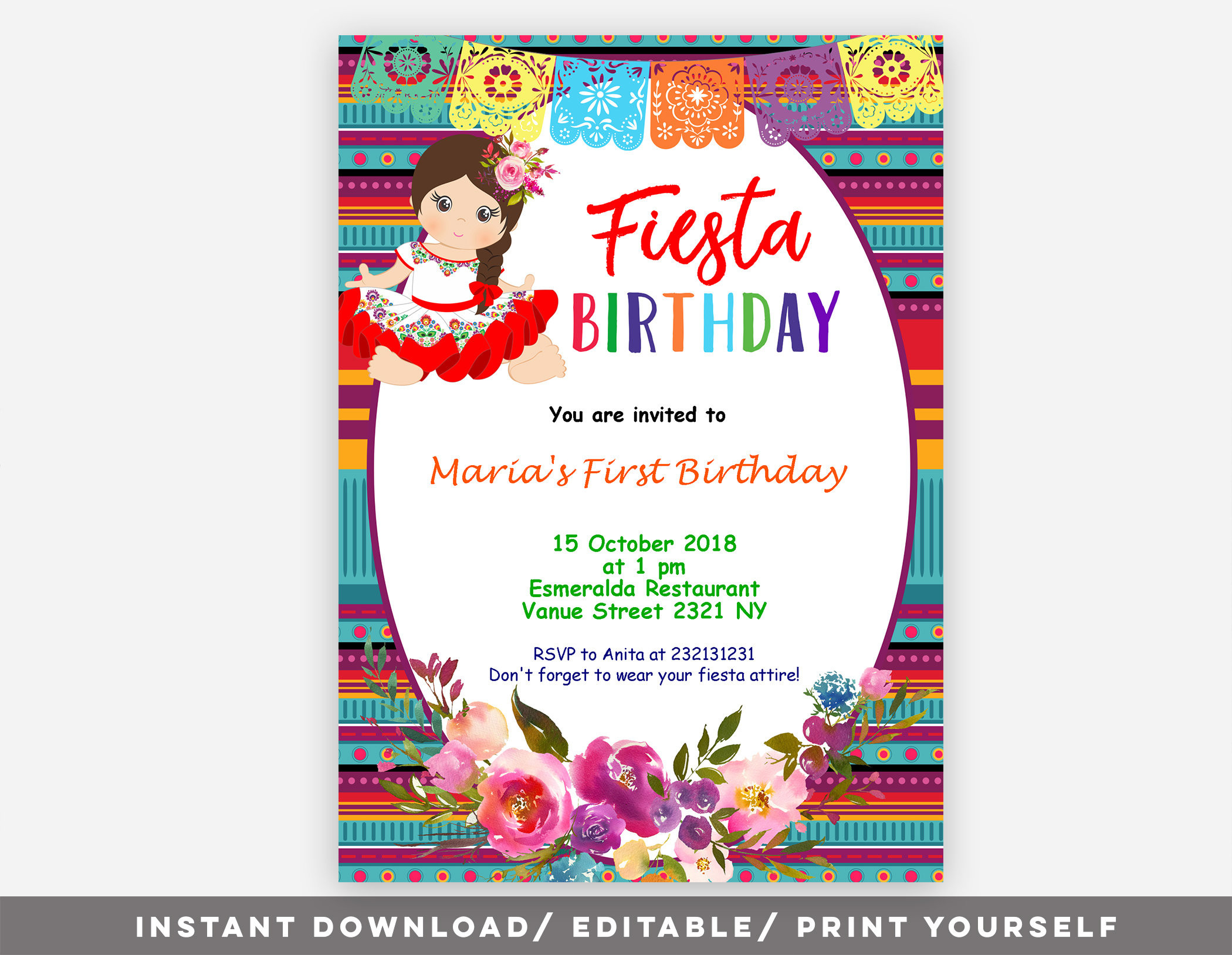 Best ideas about Birthday Party In Spanish
. Save or Pin Editable Fiesta Birthday Girl Invitation Mexican Girl Now.