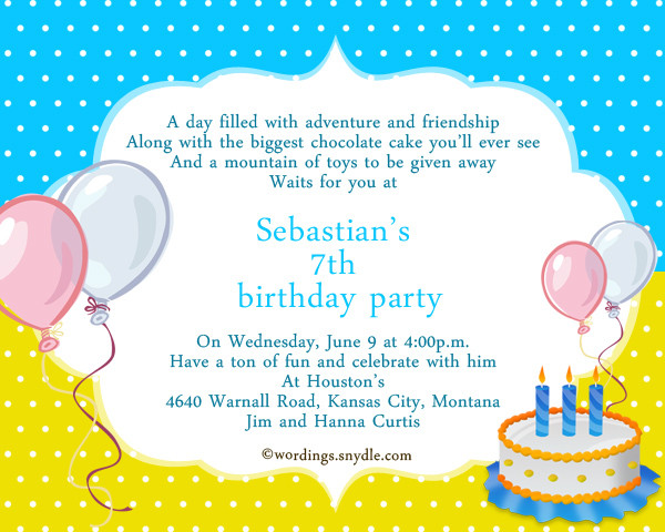 Best ideas about Birthday Party Invitation Message
. Save or Pin 7th Birthday Party Invitation Wording Wordings and Messages Now.