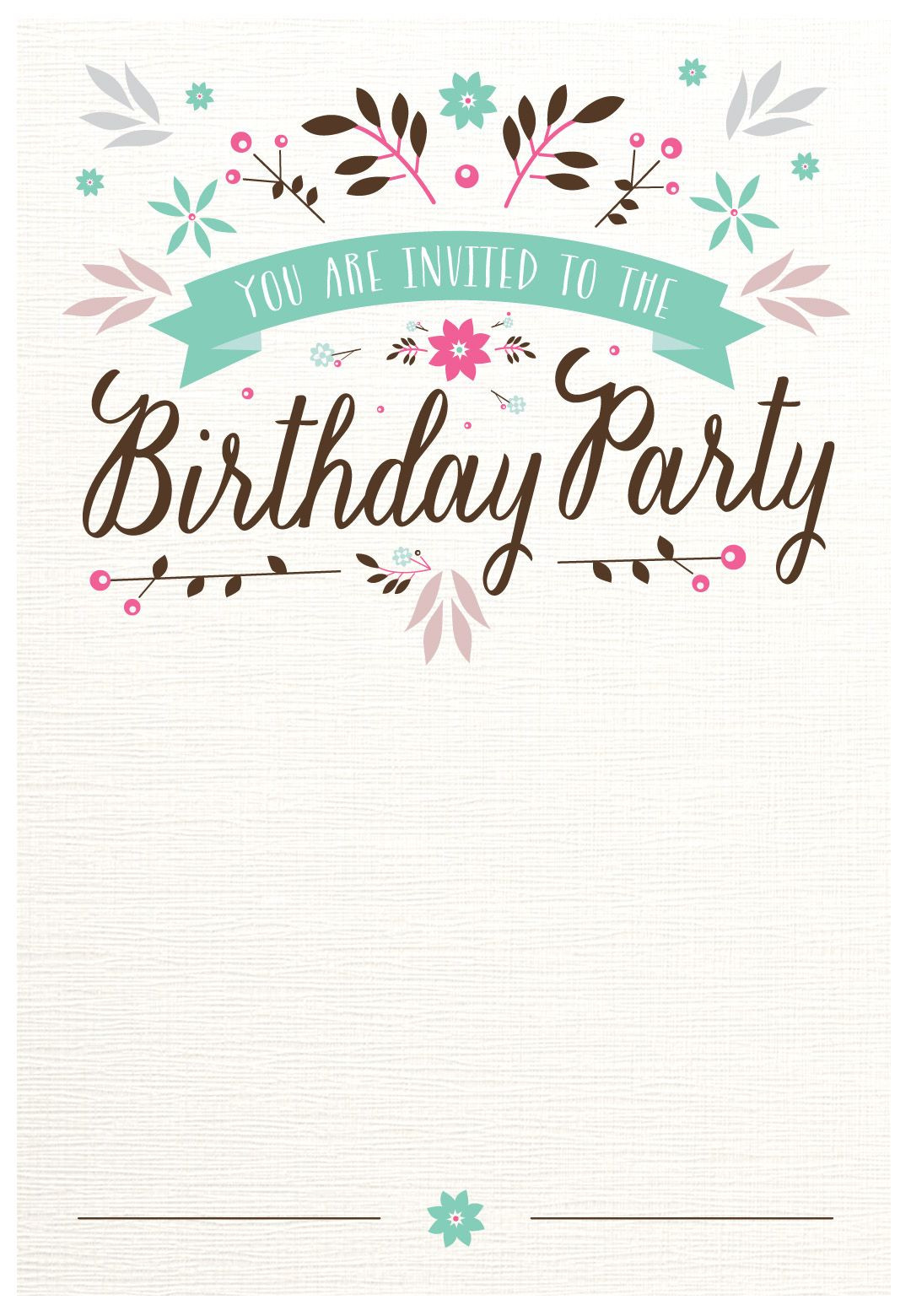 Best ideas about Birthday Party Invitation Template
. Save or Pin Flat Floral Free Printable Birthday Invitation Template Now.