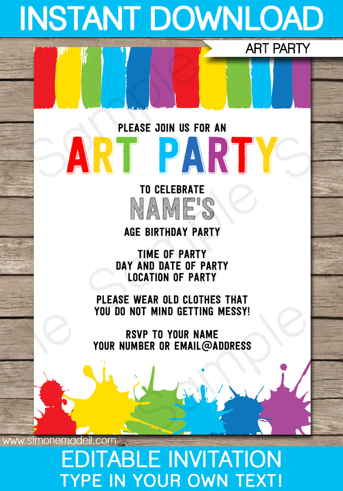 Best ideas about Birthday Party Invitation Template
. Save or Pin Art Party Invitations Template Now.