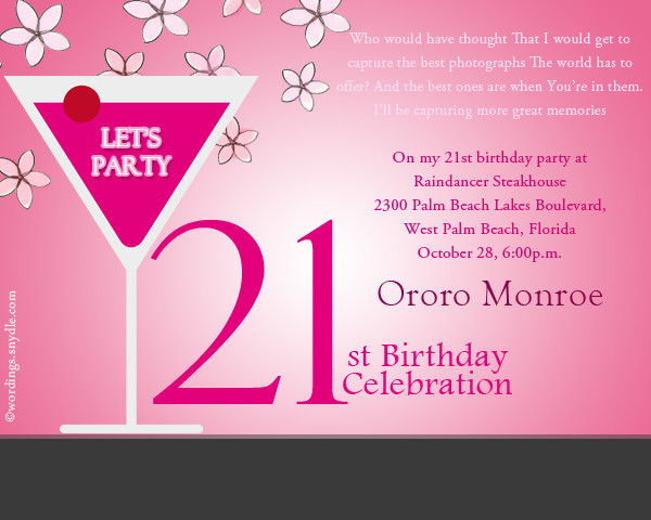 Best ideas about Birthday Party Invitation Wording
. Save or Pin 21st Birthday Party Invitation Wording Wordings and Messages Now.