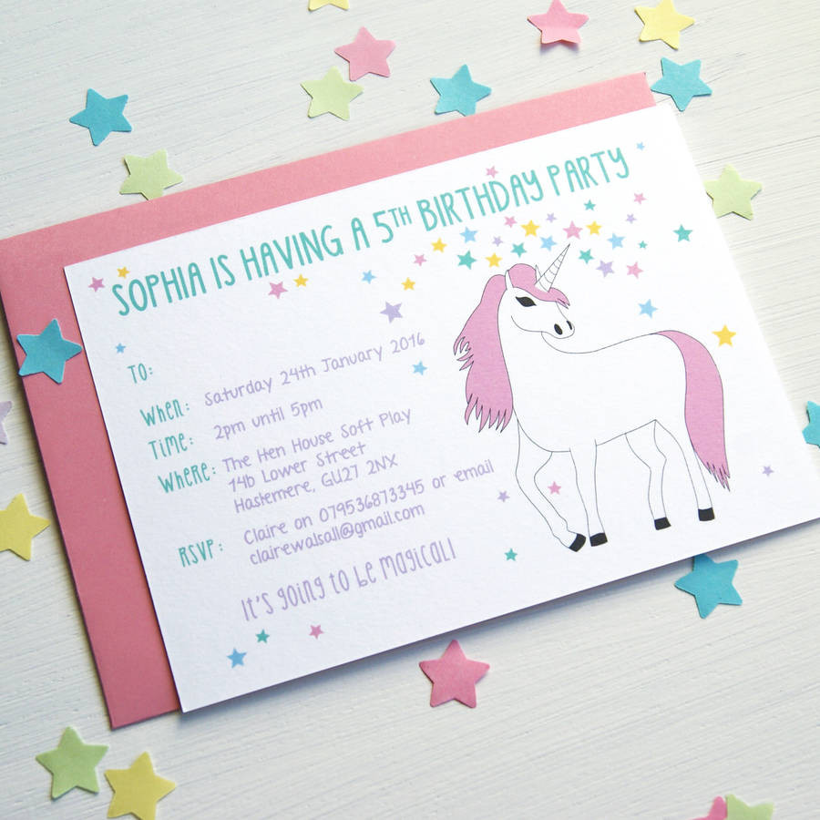 Best ideas about Birthday Party Invitations
. Save or Pin unicorn personalised birthday party invitations by Now.