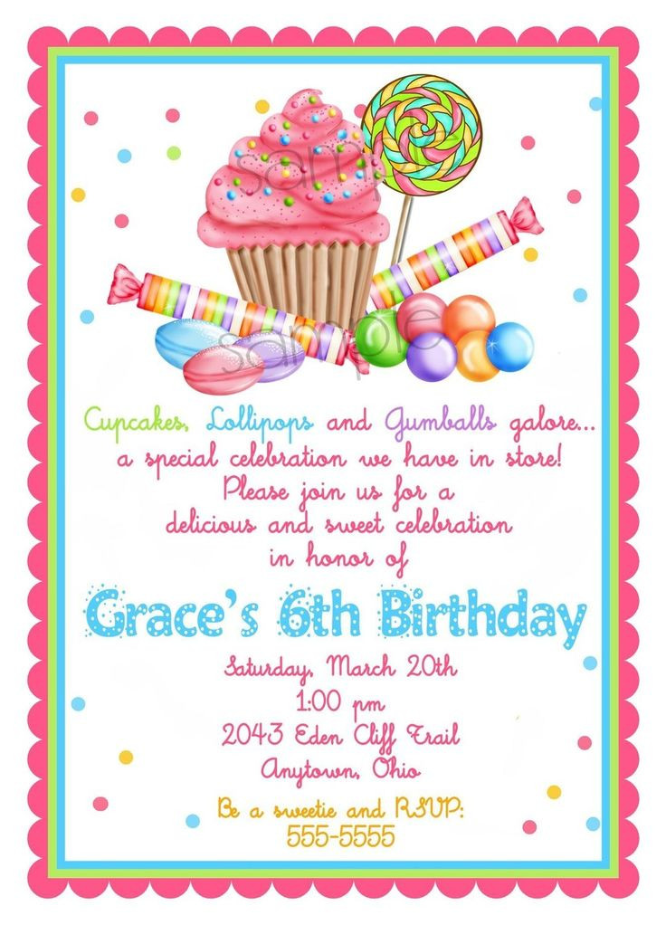 Best ideas about Birthday Party Invitations
. Save or Pin Sweet Shop Birthday party Invitations Candy Cupcake Now.
