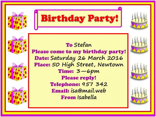 Best Birthday Party Invite from Birthday party invitation LearnEnglish Kids...