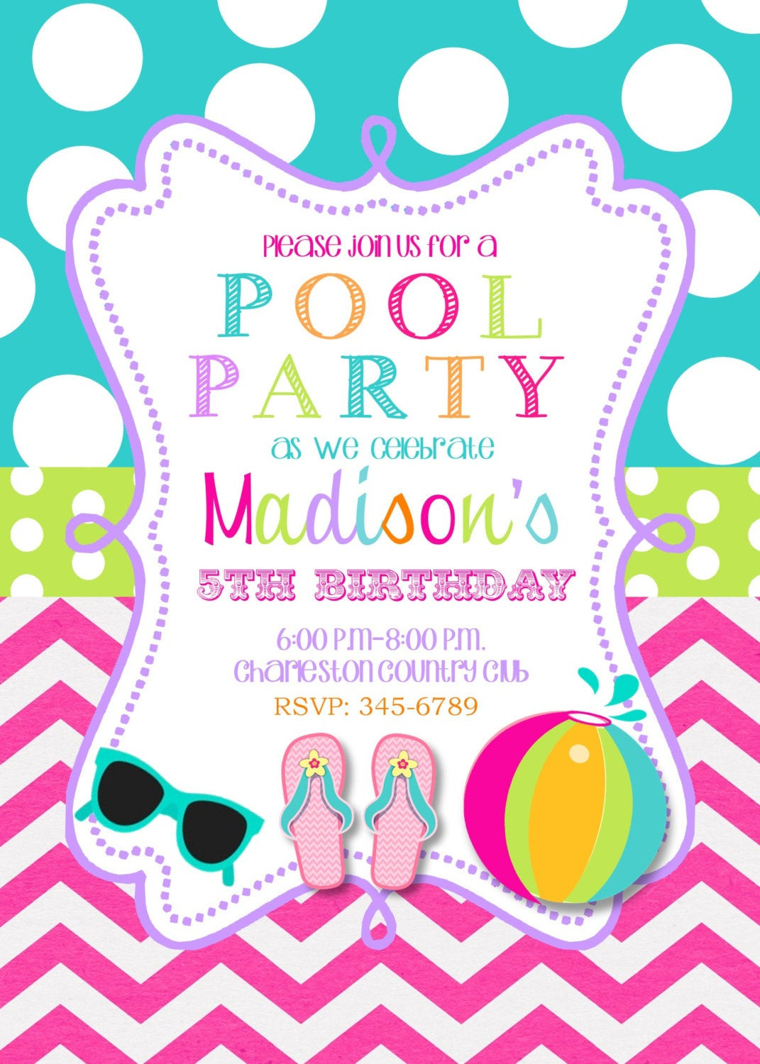 Best ideas about Birthday Party Invite
. Save or Pin Pool Party Birthday Party invitations printable or digital Now.