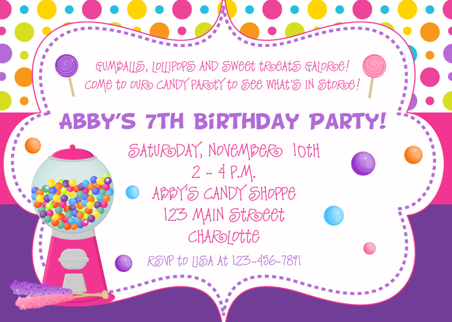 Best ideas about Birthday Party Invite
. Save or Pin Candy Birthday Party Invitation candy party by Now.