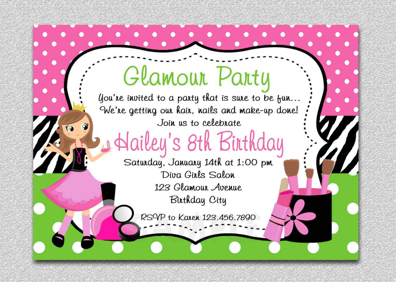 Best ideas about Birthday Party Invites
. Save or Pin Glamour Girl Birthday Spa Invitation Glamour Girl Birthday Now.