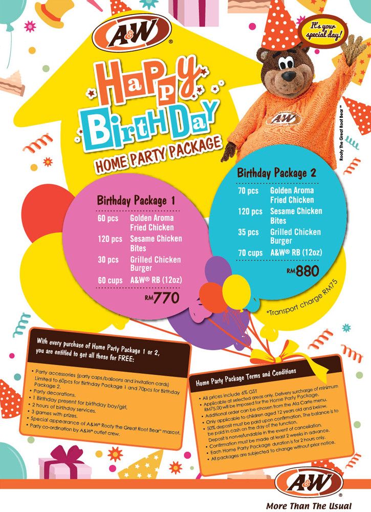 Best ideas about Birthday Party Packages
. Save or Pin Birthday Packages — A&W Malaysia Now.