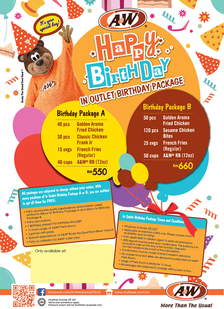 Best ideas about Birthday Party Packages
. Save or Pin Birthday Packages — A&W Malaysia Now.