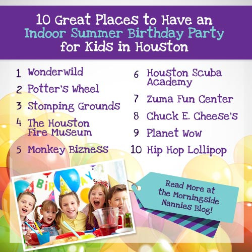 Best ideas about Birthday Party Places In Houston
. Save or Pin 10 Great Places to Have an Indoor Summer Birthday Party Now.