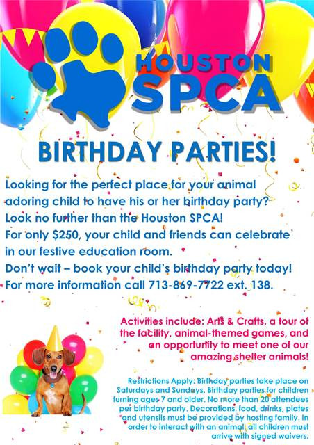 Best ideas about Birthday Party Places In Houston
. Save or Pin Birthday Parties Houston SPCA Now.