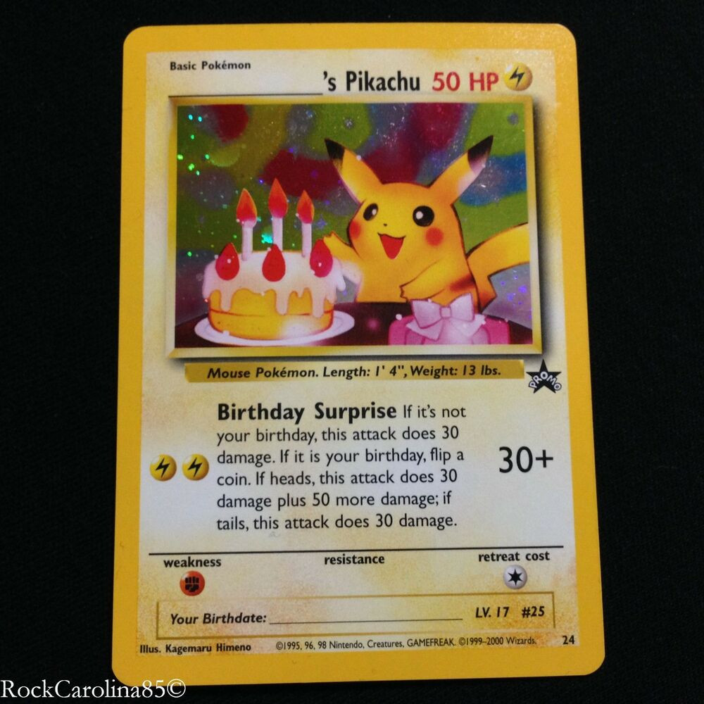 Best ideas about Birthday Pikachu Card
. Save or Pin Birthday Pikachu HOLO BLACK STAR PROMO 24 NM MINT Now.