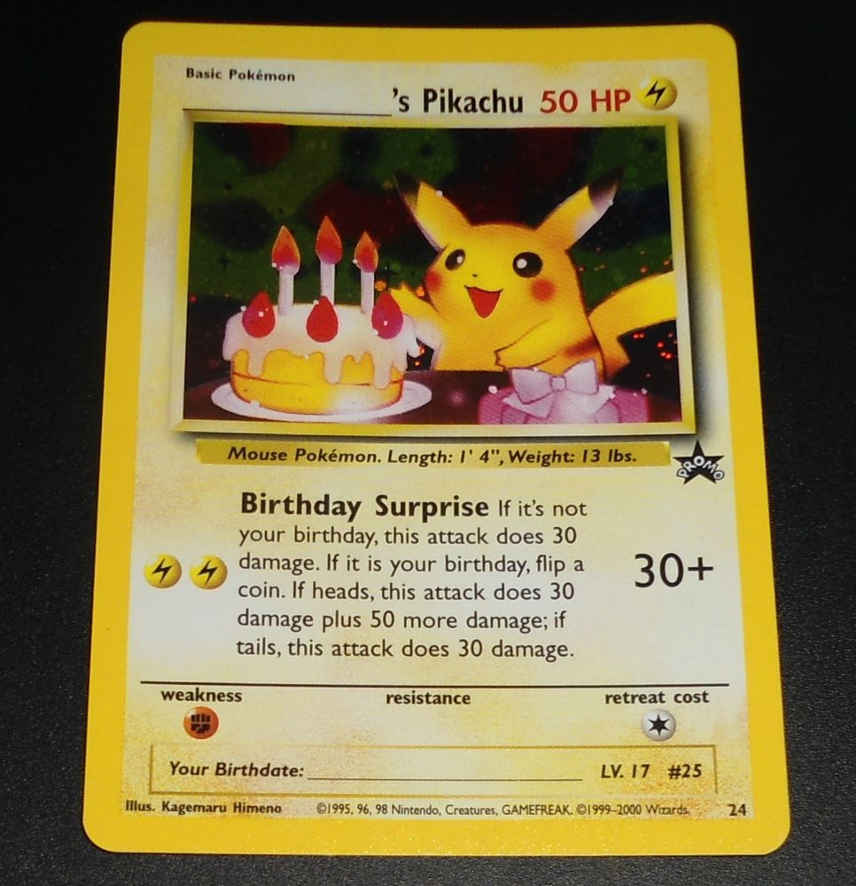 Best ideas about Birthday Pikachu Card
. Save or Pin Birthday Pikachu 24 Black Star Promo WOTC HOLO Rare NEAR Now.