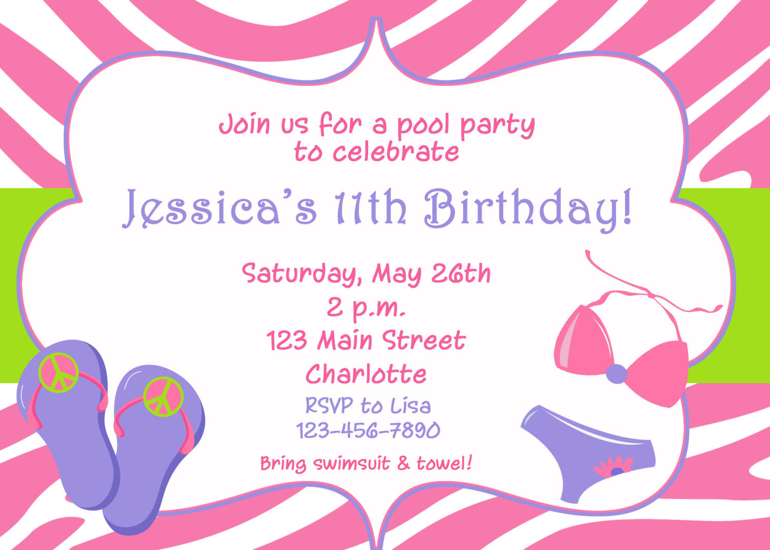 Best ideas about Birthday Pool Party Invitations
. Save or Pin Pool party birthday invitation pool party flip flops Now.