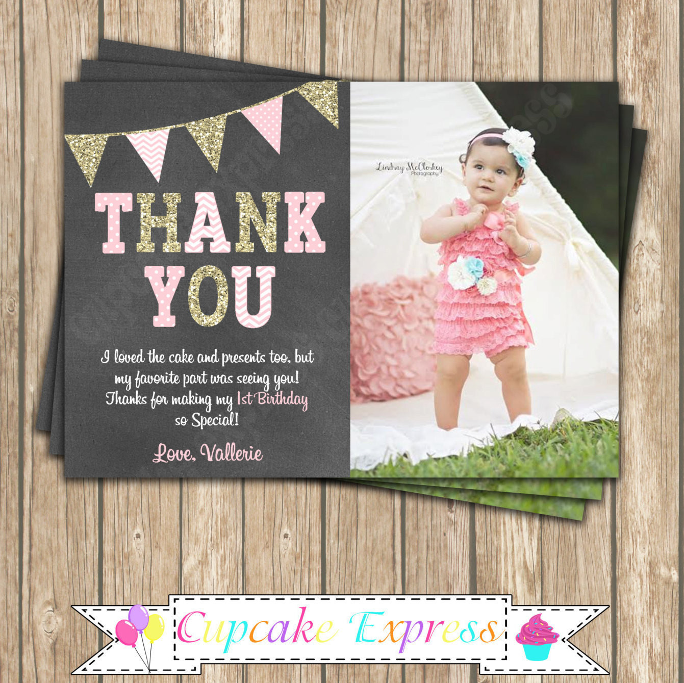 Best ideas about Birthday Thank You Card Wording
. Save or Pin e First Birthday girl coral pink gold PRINTABLE Thank Now.