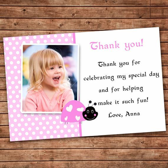 Best ideas about Birthday Thank You Card Wording
. Save or Pin Personalized Any Wording Pink Thank you Card Little Ladybug Now.