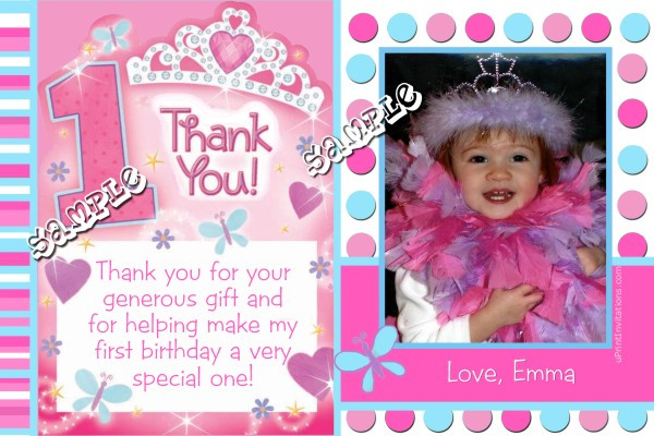 Best ideas about Birthday Thank You Card Wording
. Save or Pin Princess 1st Birthday Thank You Cards Now.