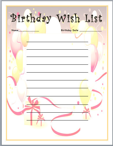 Best ideas about Birthday Wish List
. Save or Pin Birthday Wish List Template Word Templates Now.