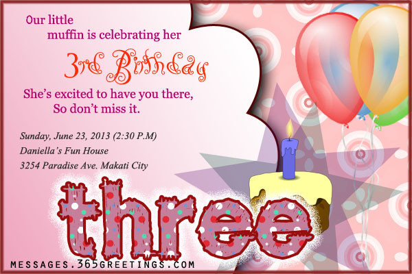 Best ideas about Birthday Wishes For Daughter Turning 3
. Save or Pin 3rd Birthday Invitations 365greetings Now.