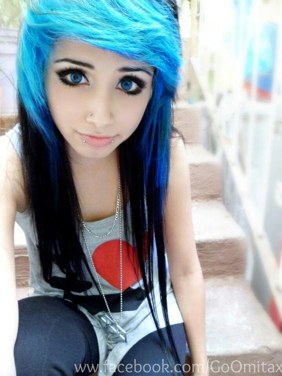 Best ideas about Black And Blue Hairstyles
. Save or Pin Omita Monster Emo girl Blue eyes Blued black hair Now.