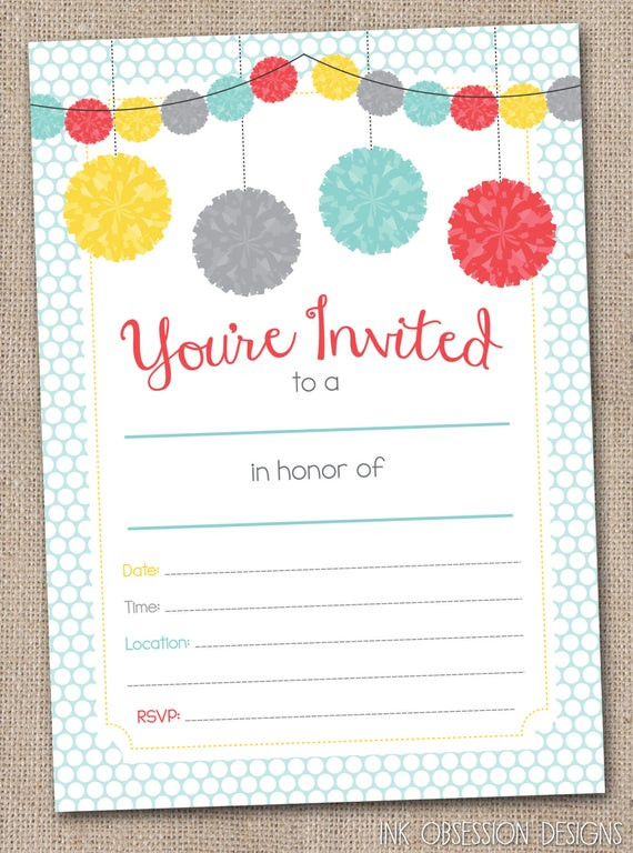 Best ideas about Blank Birthday Invitations
. Save or Pin Fill In Printable Party Invitations Instant by Now.
