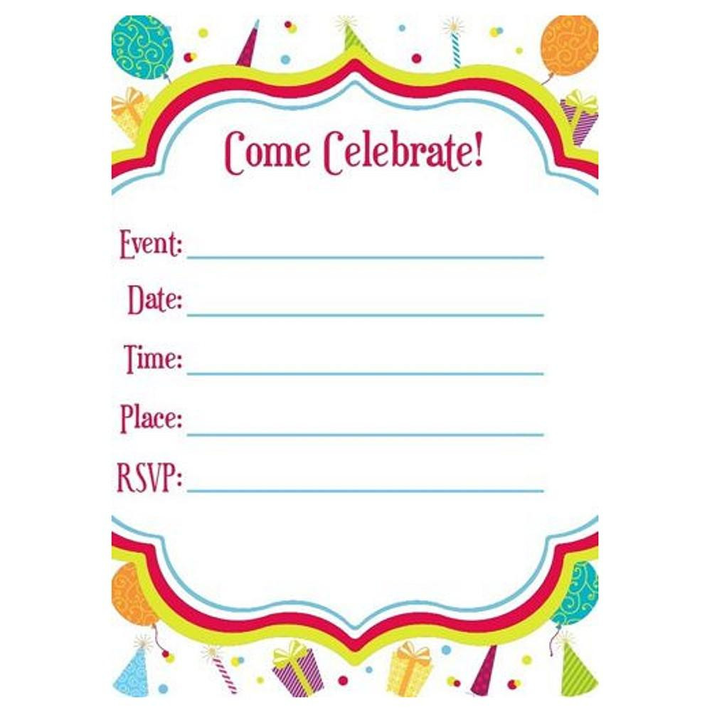 Best ideas about Blank Birthday Invitations
. Save or Pin Blank Fill In Invitations Happy Birthday Hats and Balloons Now.