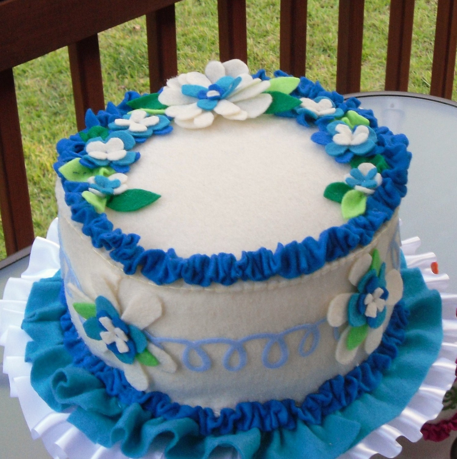 Best ideas about Blue Birthday Cake
. Save or Pin felt birthday cake with multi layer flowers in cobalt and Now.