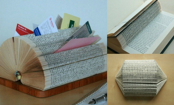 Best ideas about Book Stand DIY
. Save or Pin DIY business card display stand made of a folded book Now.