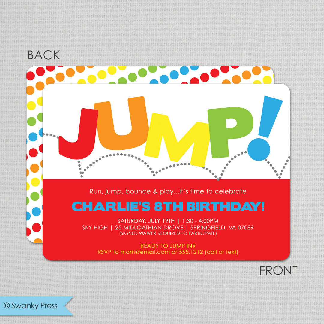 Best ideas about Bounce Birthday Party
. Save or Pin Jump Birthday Invitation Bounce Invitation Jump Birthday Now.