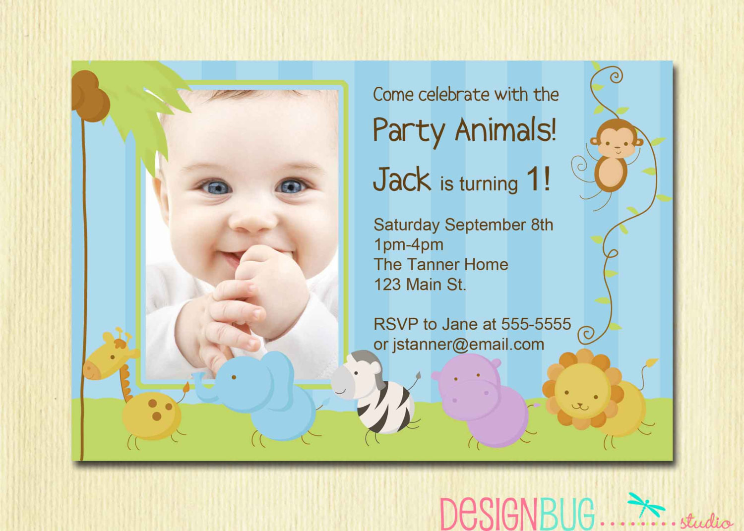 Best ideas about Boy 1st Birthday Invitations
. Save or Pin First Birthday Boy Invitation Baby Jungle Safari Party Now.