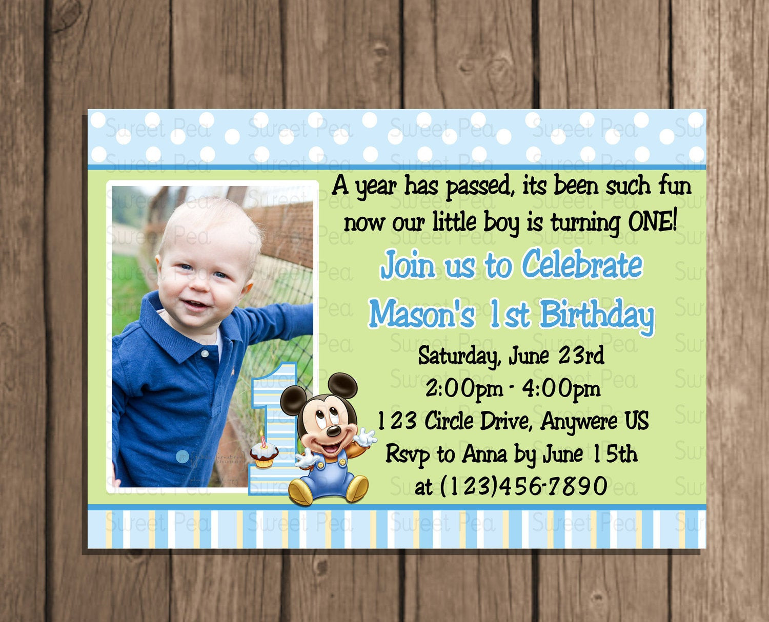 Best ideas about Boy 1st Birthday Invitations
. Save or Pin Baby Mickey Mouse boy 1st First Birthday by PeriwinklePapery Now.
