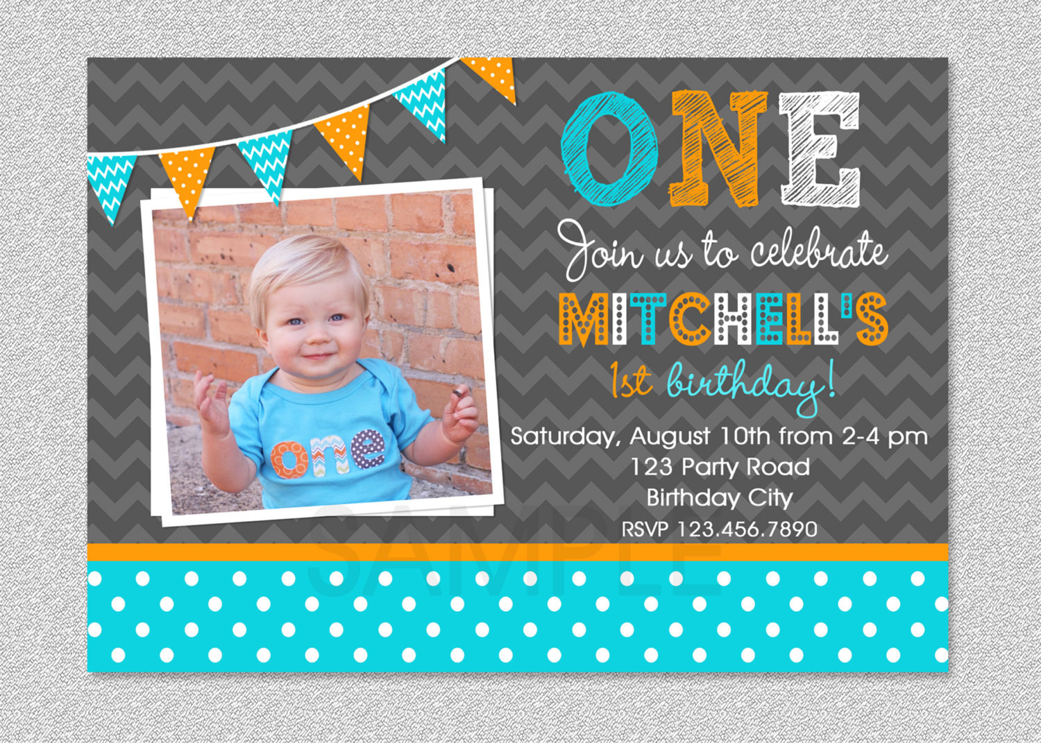 Best ideas about Boy 1st Birthday Invitations
. Save or Pin Boys 1st Birthday Invitation Chevron Polka by Now.