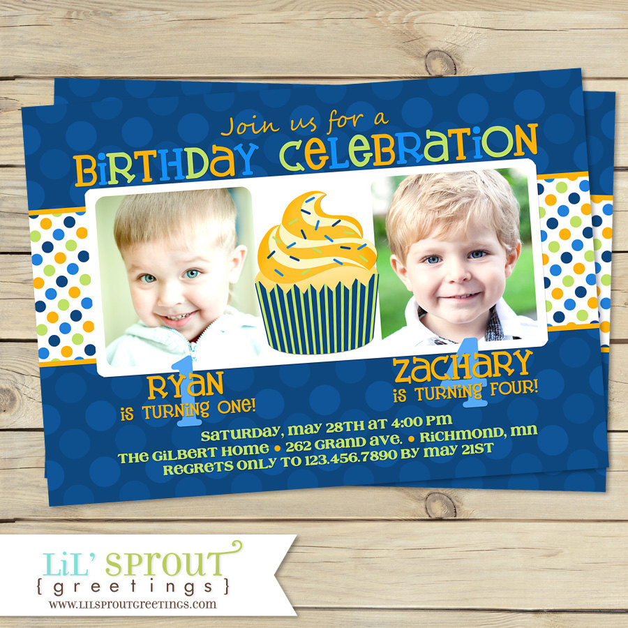 Best ideas about Boy Birthday Invitations
. Save or Pin Joint Boy Birthday Invitations Brother Twin Birthday Party Now.