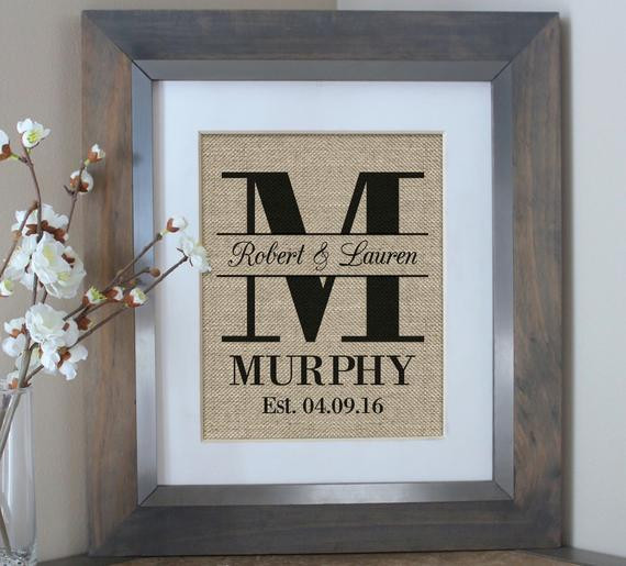 Best ideas about Bridal Shower Gift Ideas For Her
. Save or Pin Gift for Her Bridal Shower Gift Personalized Burlap Wall Now.