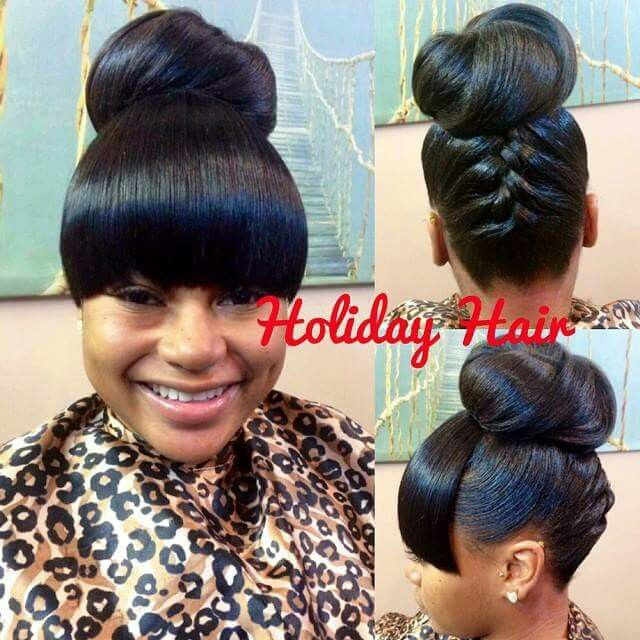 Best ideas about Bun Hairstyles For Black Hair
. Save or Pin Cute Updo with bangs Now.