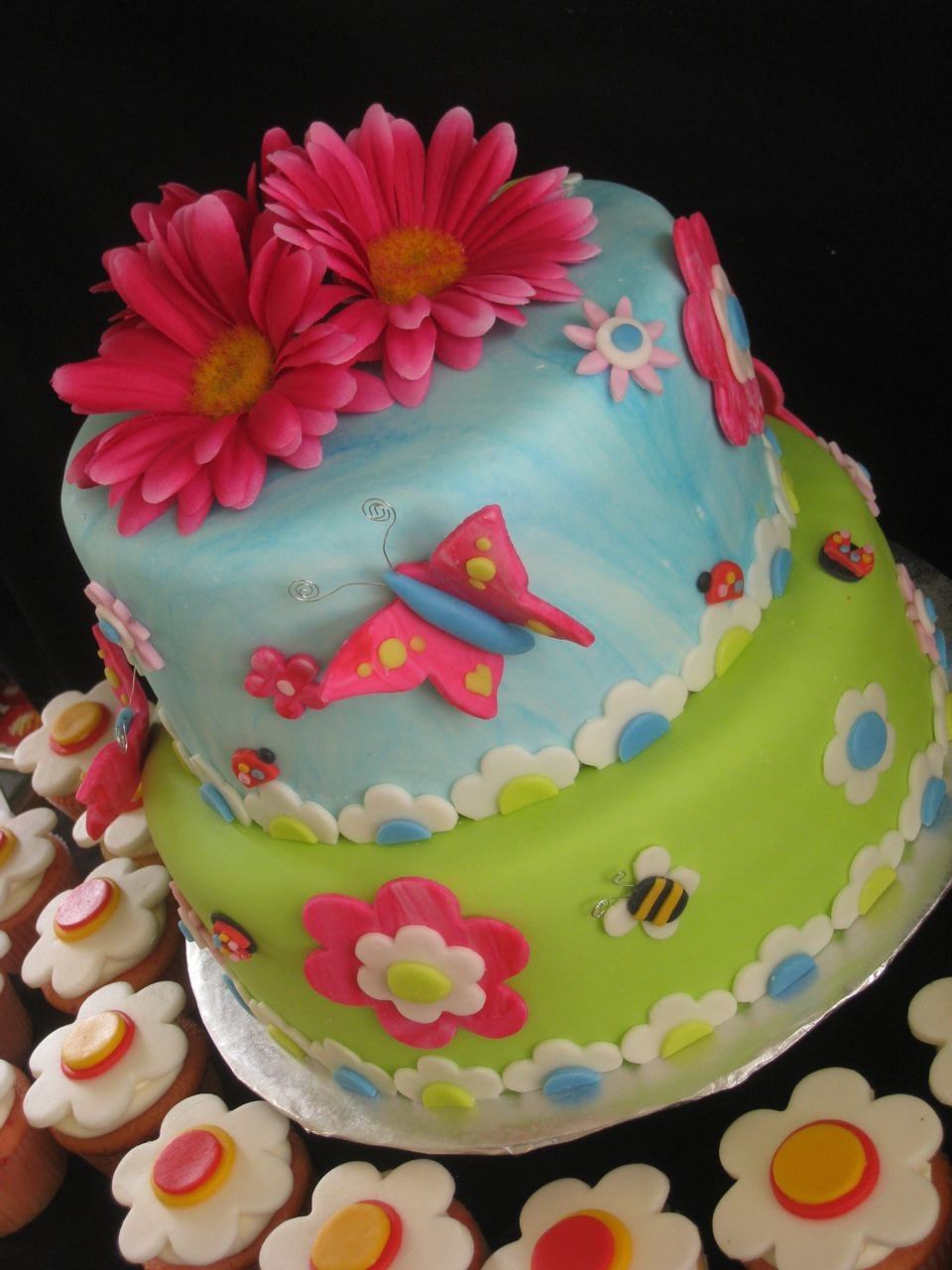 Best ideas about Butterfly Birthday Cake
. Save or Pin Fondant butterfly bumble bee and gerber daisy birthday Now.